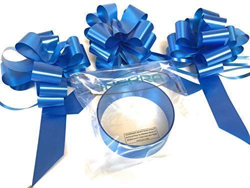 INERRA Wedding Car Decoration Kit - 3 x Large Pre-Assembled 7” Bows with 14-Loops and 7 Metres of Ribbon – With Colour Match (Royal Blue) — image 1