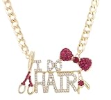 Goldtone with Fuchsia Bow Tie & I Do Hair Pendant with a 22 Inch Adjustable Link Necklace