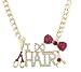 Goldtone with Fuchsia Bow Tie & I Do Hair Pendant with a 22 Inch Adjustable Link Necklace