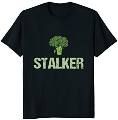 Mens Funny Vegetarian Shirt: Broccoli Stalker Tee XL Black