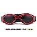 Vevins Dog Goggles Sunglasses for Middle & Large Dog, UV Protective Foldable Pet Sunglasses Adjustable Waterproof Eyewear(Red)