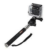 Floureon Extendable Telescopic Handheld Pole Arm Monopod Black with Tripod Adapter for Gopro HD Hero 3/2/1 Digital Camera