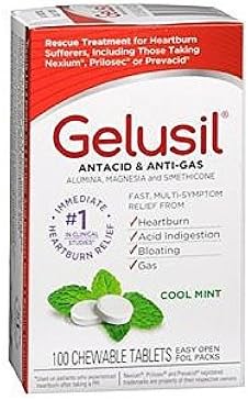 Gelusil Heartburn Tablets Peppermint 100 Chewable Tablets by Gelusil
