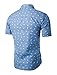 uxcell Men's Shirt Casual Slim Fit Short Sleeve Button Down Printed Shirts Blue 46