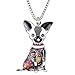 BONSNY Love Pets Enamel Zinc Alloy Metal Chihuahua Necklace Dog Animal Pendant 18
