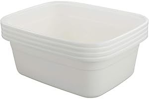 Lesbin 12 Quart Plastic Wash Basin, 4 Pack Dish Pan, White