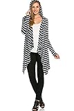 82 Days Women'S Rayon Span Open Front Various Print Cardigan With Hoodies - Print