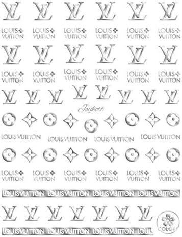 JoyKott Luxury Brand Nail Art Sticker LV (Silver)