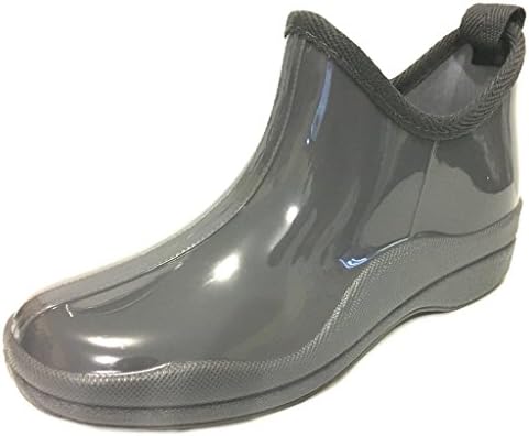 Shoes8teen Womens Short Rain Boots Prints &amp; Solids 1118 Grey 9