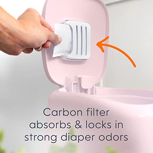 Diaper Genie Complete Diaper Pail (Pink) with Antimicrobial Odor Control Includes 1 Diaper