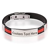 Gagafeel Stainless Steel Rubber Bracelet Custom Engraved Message Bangle Greek Pattern Gift for Men Women