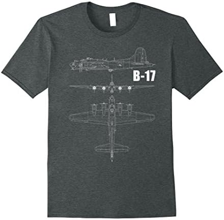 Mens B-17 AIRPLANE BLUEPRINT T SHIRT  2XL Dark Heather