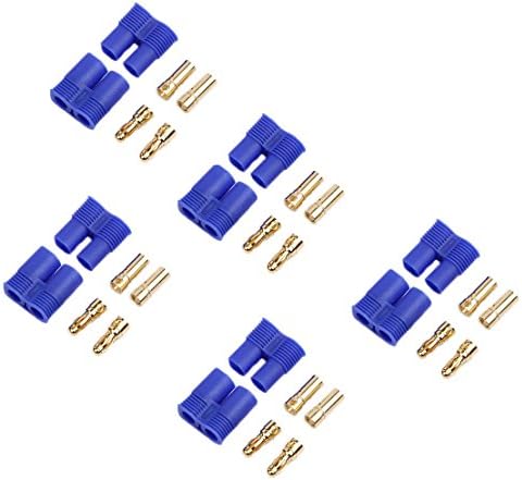 EC3 Banana Connector Plug Female Male 3.5mm Gold Bullet Connector Adapter for RC Car Truck ESC Lipo Battery Motor(pack of 5 pairs )