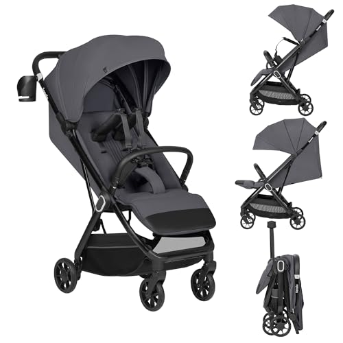 LIONELO Silla Paseo Ligera Bess hasta 22 kg de 6 m a 4 anos Ruedas giratorias PU 360° Plegado con una Sola Mano, Respaldo Ajustable, Capota Impermeable Ligera 7,5 kg Cesta de la Compra