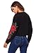 Romwe Women's Casual 3D Embroidered Crew Neck Pullover Crop Top Sweatshirt Black M/US 4