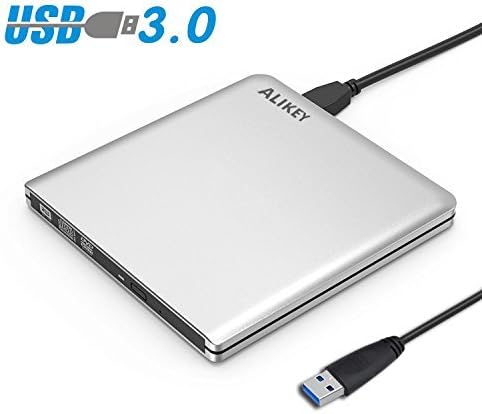 External DVD Drive,ALIKEY USB 3.0 CD/DVD-RW Writer Burner All-aluminum Ultra Slim Portable DVD Drive for Laptop and Desktop PC Windows Linux OS Apple Mac Macbook Pro (Silver)