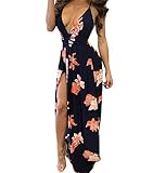 Dreamparis Women's Sexy Side Slit Floral Prints Long Maxi Dresses