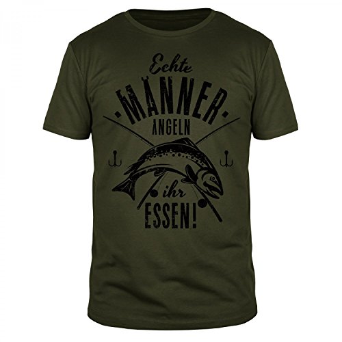 FABTEE Echte Männer Angeln Essen - Herren Fun T-Shirt | Plus Gratis Aufkleber | Als Geschenk zu Weihnachten, Geburtstag… – Bild 5