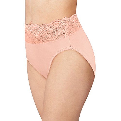 Bali Women's Passion for Comfort Hi-Cut Panty, Sheer Pale Pink, 8