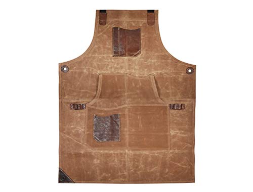 One Size Fits All Leather Utility Apron | Adjustable Cross-Back Straps | Multi-Use Shop Apron With Tool Pockets By Aaron Leather (Black) - Thumbnail 2