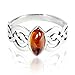 925 Sterling Silver Genuine Honey Amber Celtic Double Infinity Knot Band Ring - Nickle Free
