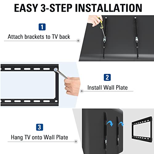 Mounting Dream Fixed TV Wall Bracket Mount Ultra Slim for Most 26-60 inch TVs up to VESA 400x400mm and 45.5 KG, Flat to wall Low Profile TV Bracket MD2361-K-02