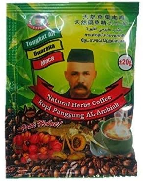 Cafe Natural Herbs Coffee (Tongkat Ali, Guarana, Maca) The Best Coffee for Men, 20 g × 4 Sachets