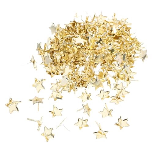 CORHAD 200Pcs Star Brads Golden Metal Fasteners for Scrapbooking Cardmaking DIY Crafts Decorative Embellishments with Star Shape Rivets for Projects