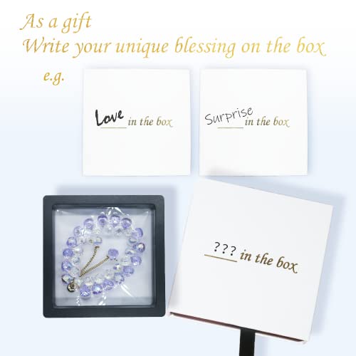 Sparkly Crystal Bracelet Clear & Purple Double Row Crystal Charm Bracelet Strand Bracelet with Adjustable Steel Chain and Gift Box Set