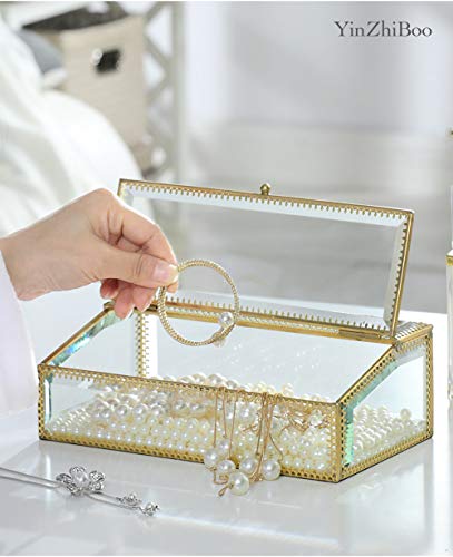 YinZhiBoo  Beveled Glass Box Makeup Organizer Proof box Keepsake Box Wedding Card Holder Reception Card Box Home Decor Display