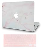 LuvCase 2 in 1 Rubberized Plastic Hard Shell Case with Keyboard Cover Compatible MacBook Air 13 Inch 2019/2018 New Version A1932 with Retina Display (Touch ID) (Pink Marble)