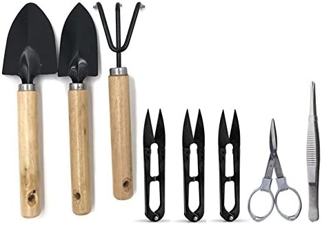 Dalao 8 Pcs Set Bonsai Kit Garden Tools Set With Pruner Fold Scissors Mini Rake Bud Leaf Trimmer Set For Mini Garden Hand Tools Color 1 Amazon Sg Lawn Garden