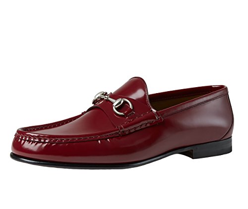 Gucci Mens Loafers 1953 Brushed Leather Horsebit Shoes Red (7 / 7.5D / 41)