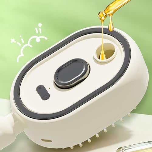 Electric Steam Brush, Hairbrush Mister Tool, Rechargeable Hair Straightener Brush with Detangling Comb, Portable Cordless Hair Tool, Ideal for Home Hair Cleaning Styling (A)