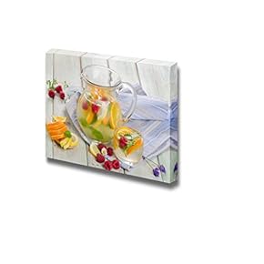 Canvas Prints Wall Art - Still Life Fruit Drink with Fresh Berries and Mint Leaves | Modern Wall Decor/Home Decoration Stretched Gallery Canvas Wrap Giclee Print & Ready to Hang - 12" x 18"