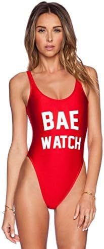 EKIMI Women's Sexy Backless BAE WATCH Swimsuit Bodysuit Beachwear Swimwear (S)