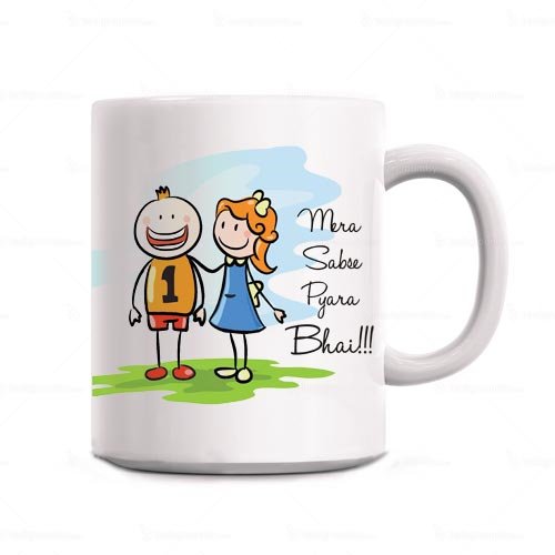 giftsbymeeta sweet brother white rakhi gift mug for brother rakhigifts8549