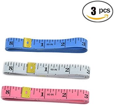 Multi Colors Soft Vinyl 60" Tape Measure,tailor Craft Flexible Ruler Tape Measure (White+Blue+Pink)