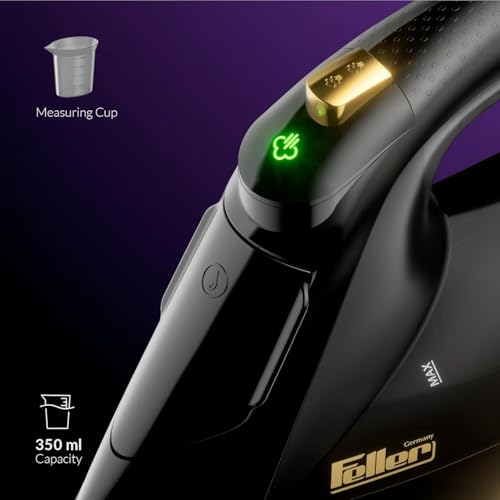 Feller Germany Vanguard Series Steam Iron, 2600W, Prime Gold Ceramic Double Sole Plate with Anti Calc, Auto Shut off, TrueTemp, Easy One Button Steam, SI260, 2Y Guarantee-UAE Version (Gold)