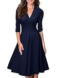 Miusol Women's Retro V Neck Vintage Style Cocktail Party Swing Dress