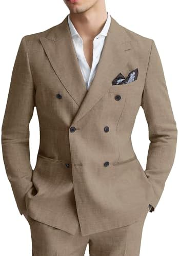 QZI Men's Floral Jacquard Suit Double Breasted Detachable Satin