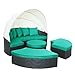 Modway Quest Wicker Rattan Outdoor Patio Canopy Sectional Daybed in Espresso Turquoise