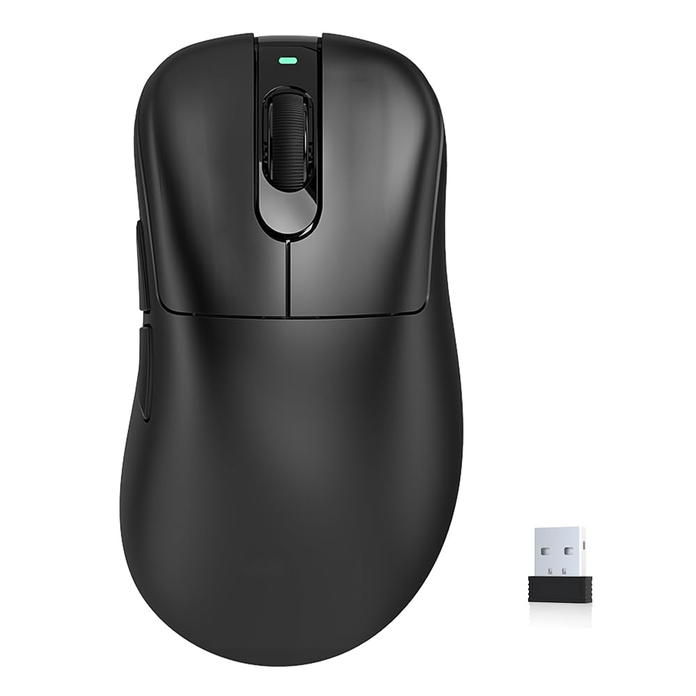 KYSONA Wireless Gaming Mouse, 24000 DPI, Wired/2.4GHz/Bluetooth Ergonomic Mouse, 150Hours Battery Life, Free Lag, 57g Lightweight Rechargeable Gaming Mice for Laptop/PC/Mac/Tablet/Xbox/MacBook, Black