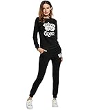 Fanala Women Crown Pattern Print O Neck Long Sleeve Sweatshirt And Pants Tracksuit