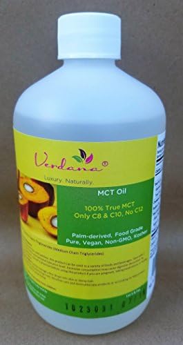 Organic Verdana Food Grade MCT Oil - 16 Fluid Oz – Palm Oil Derived - Pure True Medium Chain Triglycerides, without Long Chain for Easy Absorption – Great for Food, Skin, Aromatherapy products