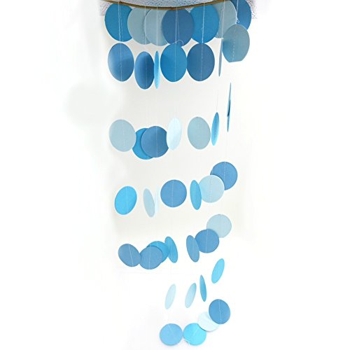 AWESON PARTY Sky Blue Paper Garland Hanging Decorations Circle Dots Streamers Happy Birthday Baby Shower Merry Christmas New Years Party Table Centerpieces Decorations - Thumbnail 4
