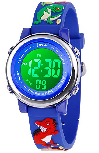 VILIYSUN Kids Watch 3D Cartoon Toddler Wrist Digital Watch Waterproof 7 Color Lights with Alarm Stopwatch for 3-10 Year Boys Girls Little Child (Dinosaur A-Blue)