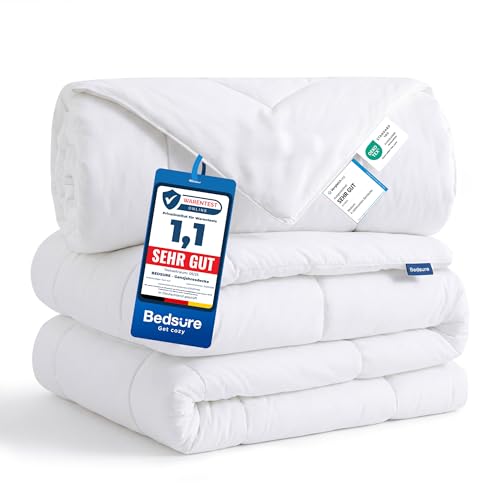 Piumino Una Piazza e Mezza 4 stagioni 240x220cm - Piumone 2 in 1 Letto Una Piazza e Mezza 240 x 220, Trapunta Bianca in Microfibra Sintetica