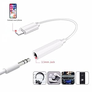 Jack Adapter 3.5mm Headphone Adaptor for Phone 8/8Plus Phone7/7Plus Phone X/10, Earphone Splitter AUX Audio Jack Cable Accessories Connector Extender Jack Stereo, Support 11 -White by Leantuq
