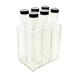Clear Glass Quadra Bottles, 250ml (8.5 Fl Oz) - Pack of 6